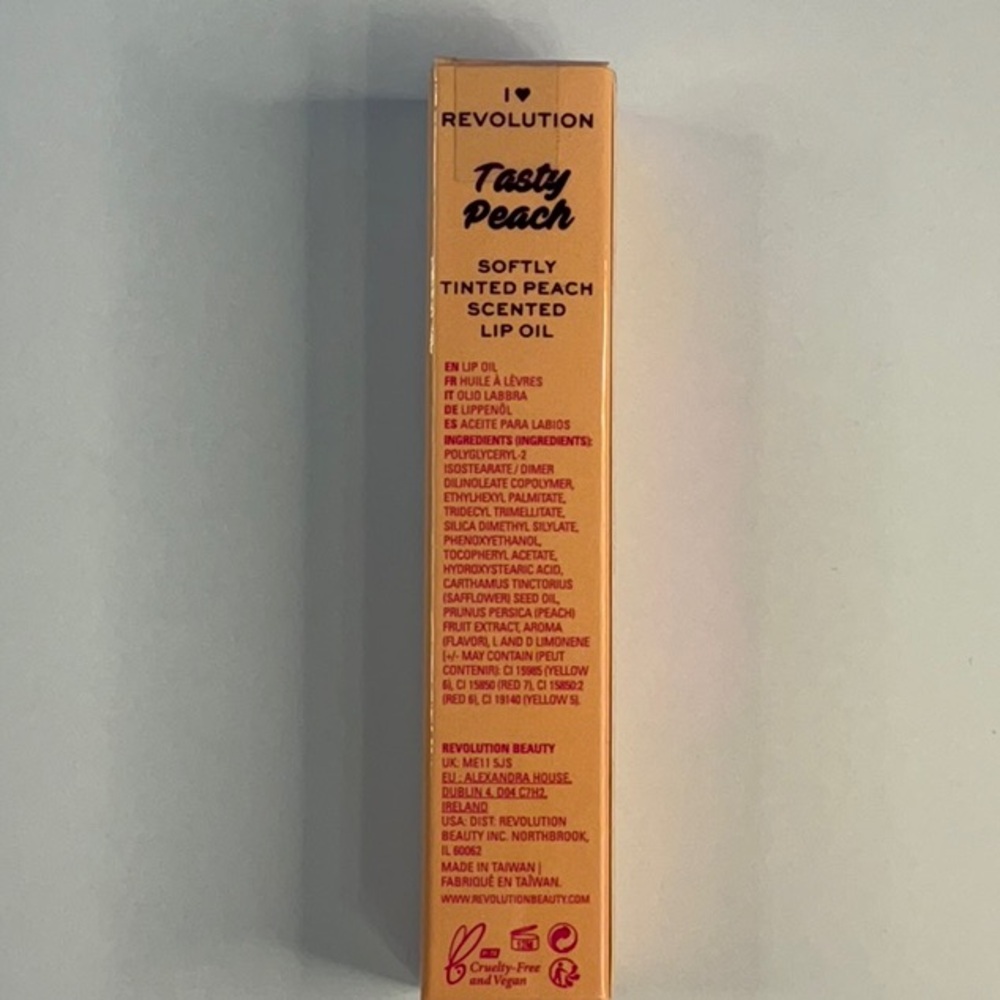 I 💜 Revolution Lip Oil in Tasty Peach ~ Light Coral Tint ~ NIB ~ Sealed - Picture 10 of 11